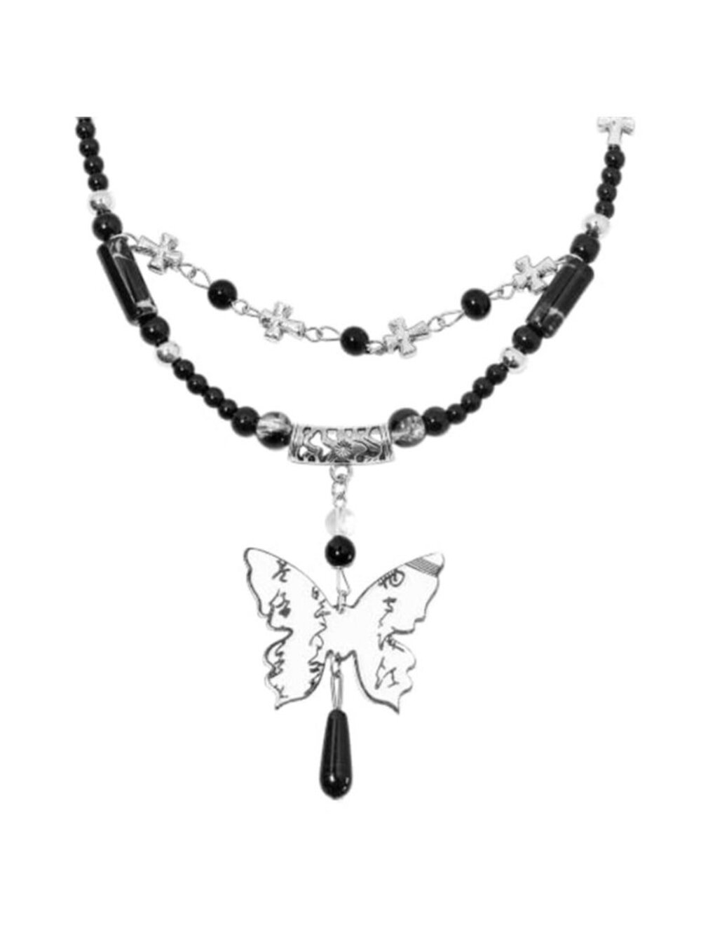 Layered Cross Pendant Necklace Gothic Vintage Women's Jewelry Decoration